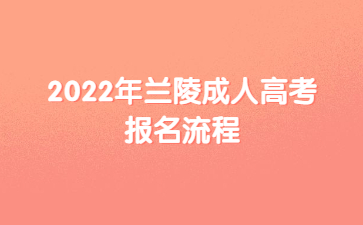 2022年兰陵成人高考报名流程